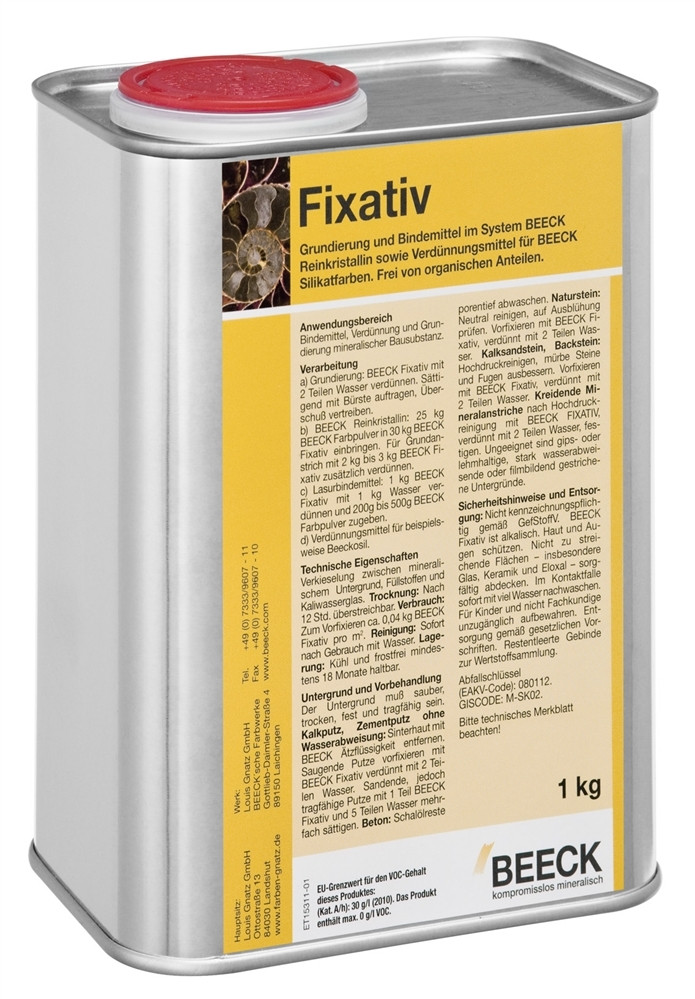 Beeck FIXATIV- Reinsilikatgrundierung und Verdünnung 1 kg