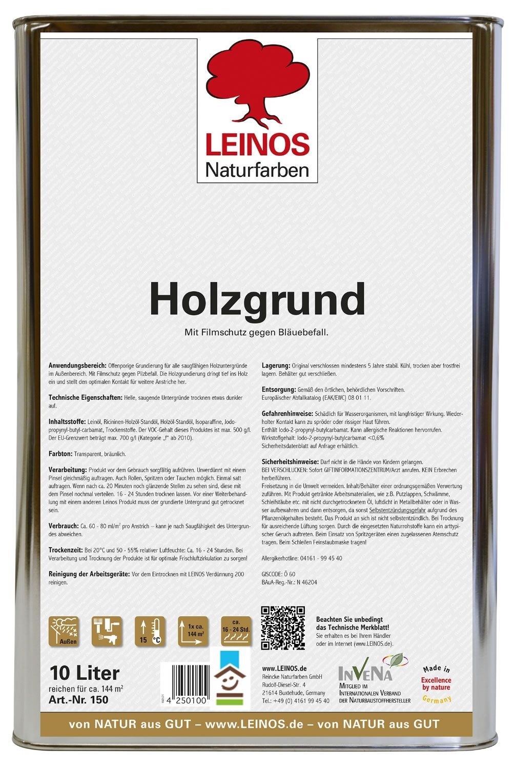 Leinos Holzgrund 150 - 10 L 