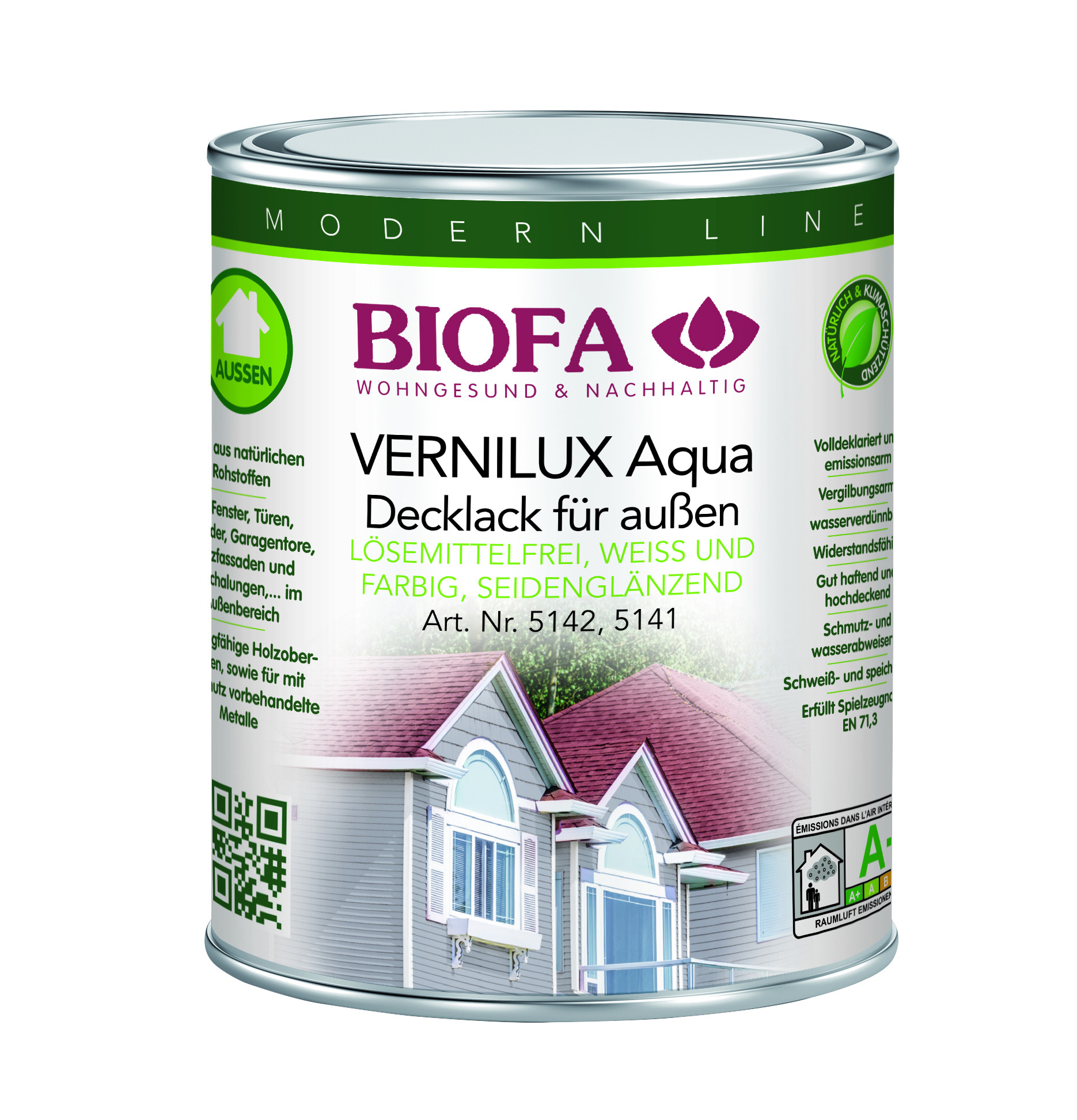 VERNILUX Aqua Decklack für außen weiß, lösemittelfrei 0,375 l
