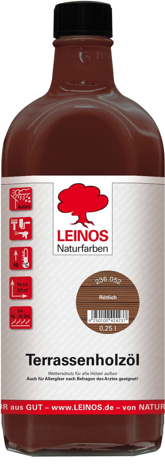 Leinos Terrassenholzöl Rötlich 236 - 0,25 L 